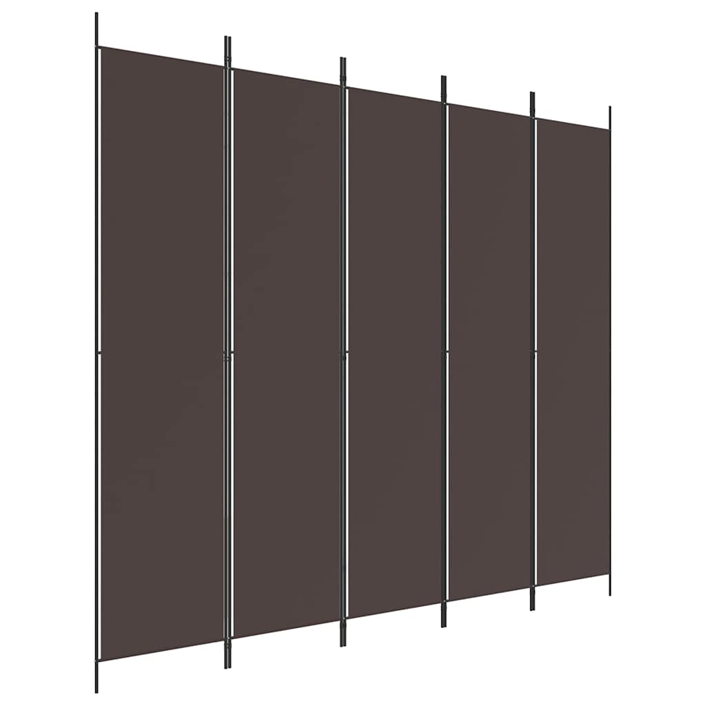 5-tlg. Paravent Braun 250x220 cm Stoff