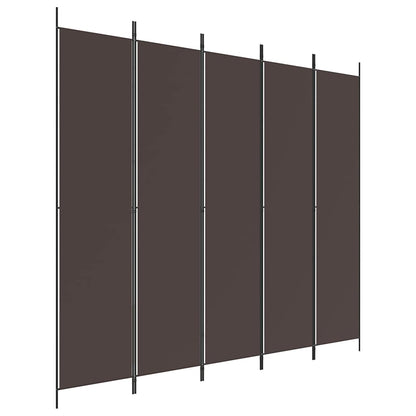 5-tlg. Paravent Braun 250x220 cm Stoff
