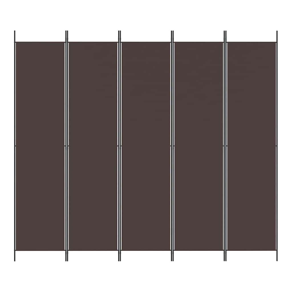 5-tlg. Paravent Braun 250x220 cm Stoff