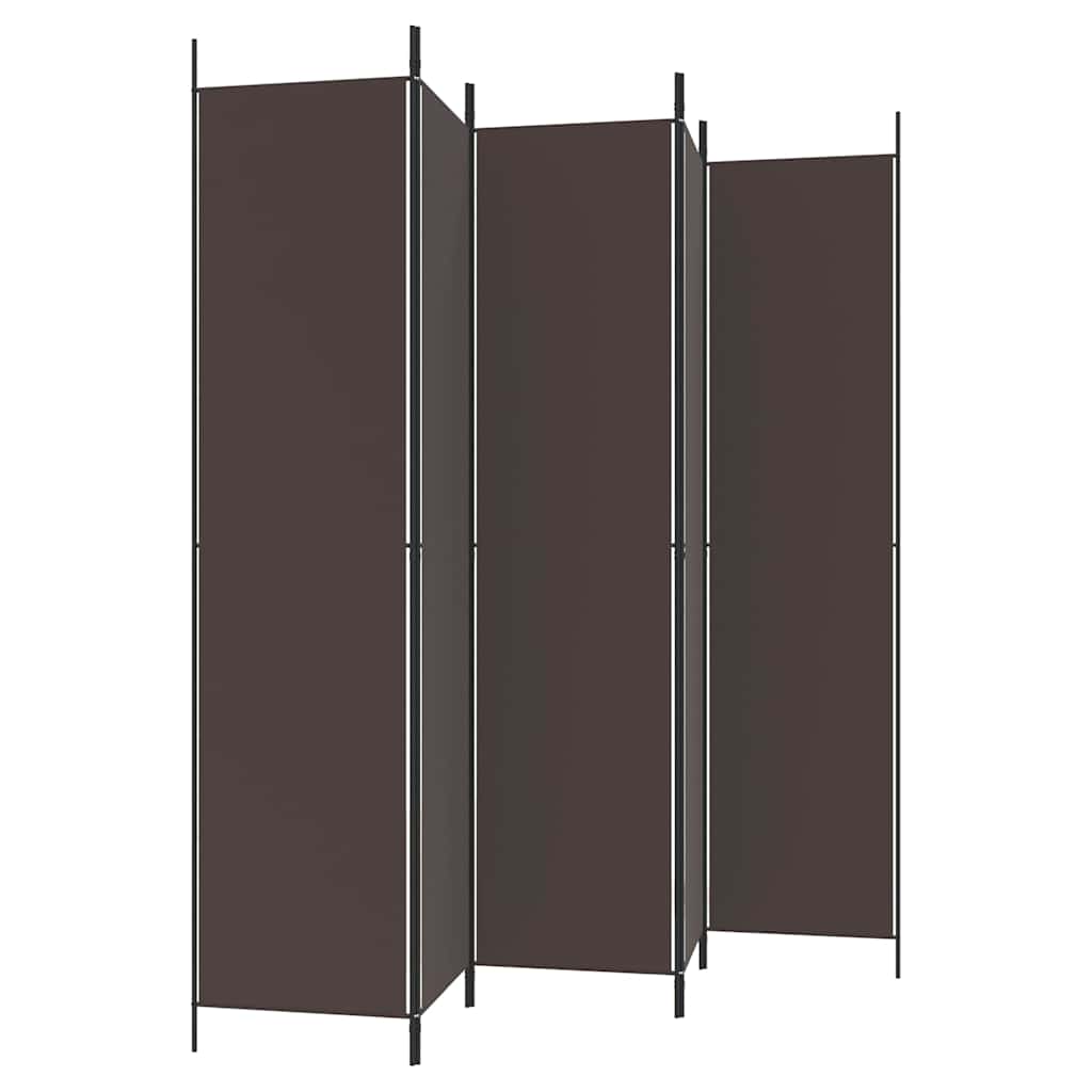 5-tlg. Paravent Braun 250x220 cm Stoff