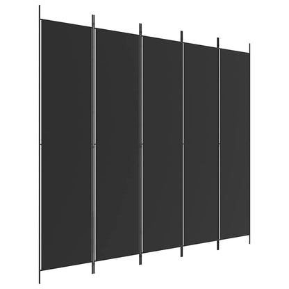 5-tlg. Paravent Schwarz 250x220 cm Stoff