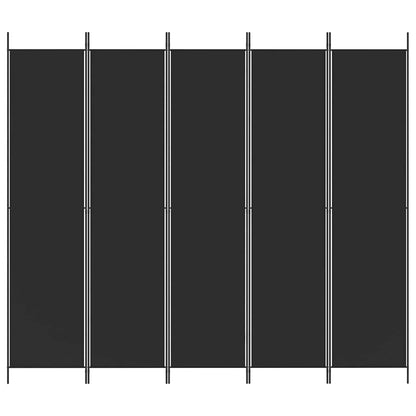 5-tlg. Paravent Schwarz 250x220 cm Stoff