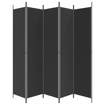 5-tlg. Paravent Schwarz 250x220 cm Stoff