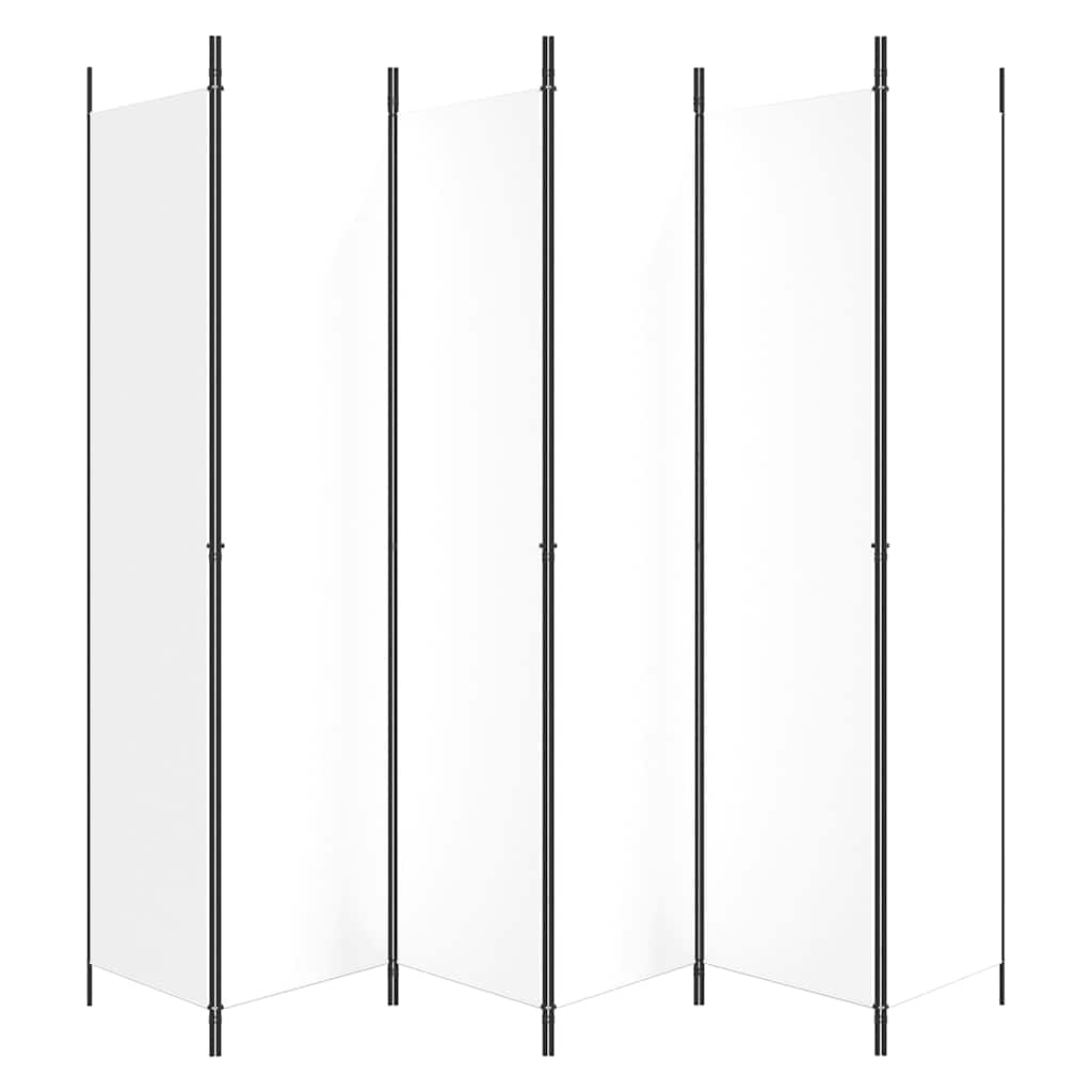 6-tlg. Paravent Weiß 300x220 cm Stoff