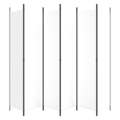 6-tlg. Paravent Weiß 300x220 cm Stoff