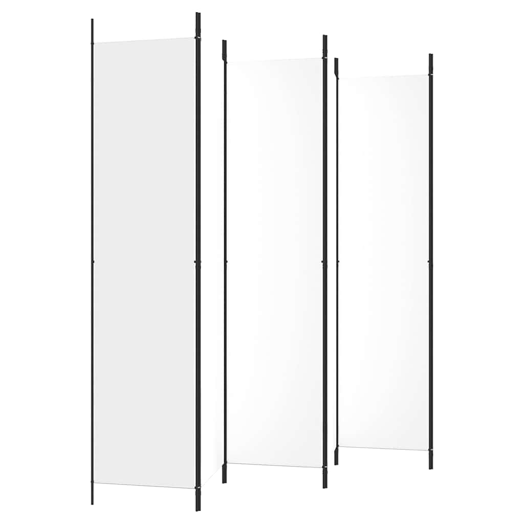 6-tlg. Paravent Weiß 300x220 cm Stoff