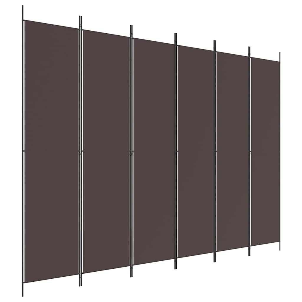 6-tlg. Paravent Braun 300x220 cm Stoff