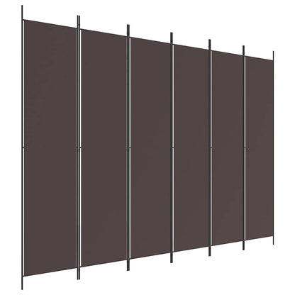 6-tlg. Paravent Braun 300x220 cm Stoff
