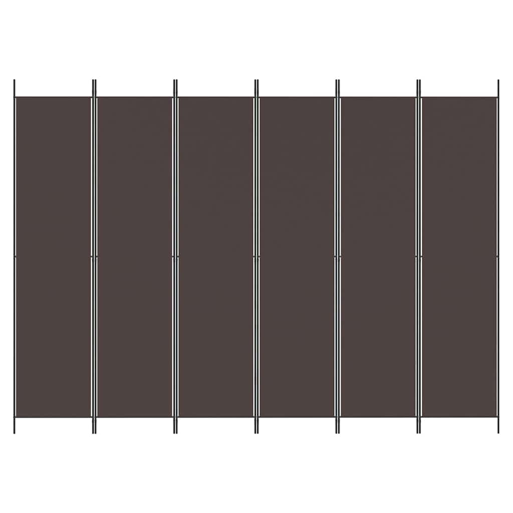 6-tlg. Paravent Braun 300x220 cm Stoff