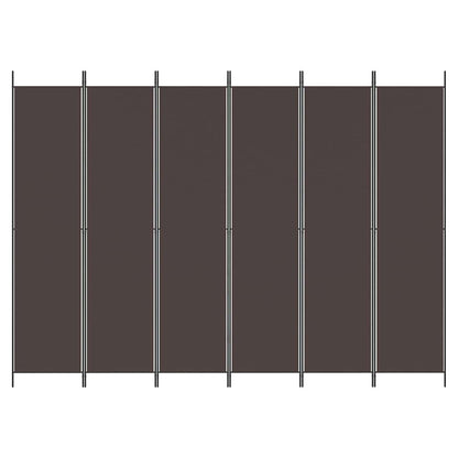 6-tlg. Paravent Braun 300x220 cm Stoff