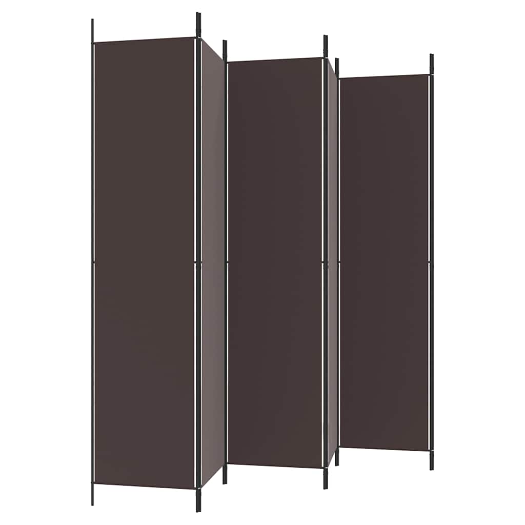 6-tlg. Paravent Braun 300x220 cm Stoff