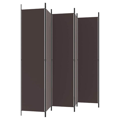 6-tlg. Paravent Braun 300x220 cm Stoff