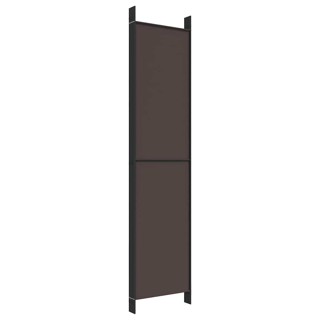 6-tlg. Paravent Braun 300x220 cm Stoff