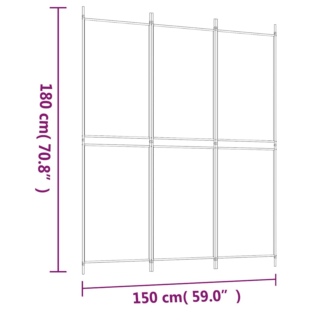 3-tlg. Paravent Anthrazit 150x180 cm Stoff