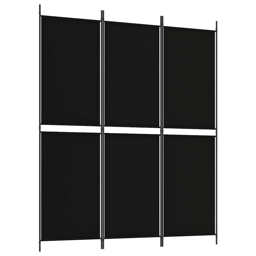 3-tlg. Paravent Schwarz 150x180 cm Stoff
