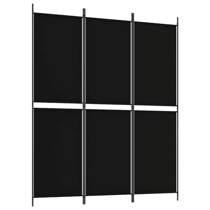 3-tlg. Paravent Schwarz 150x180 cm Stoff