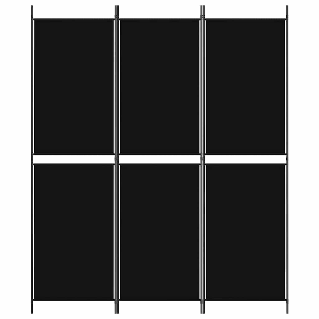 3-tlg. Paravent Schwarz 150x180 cm Stoff