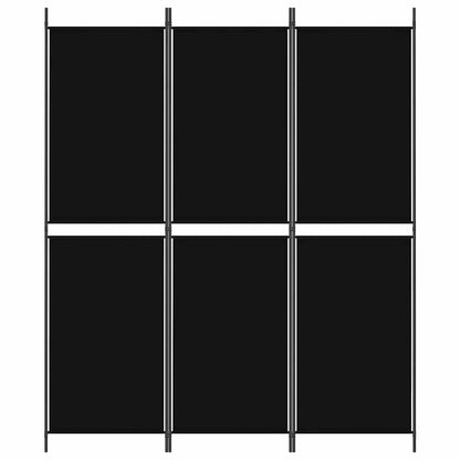 3-tlg. Paravent Schwarz 150x180 cm Stoff
