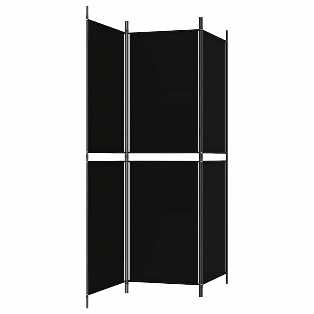 3-tlg. Paravent Schwarz 150x180 cm Stoff