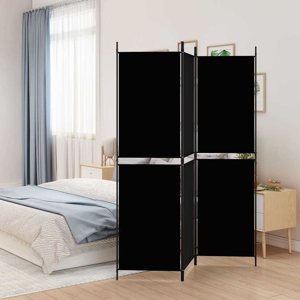 3-tlg. Paravent Schwarz 150x180 cm Stoff