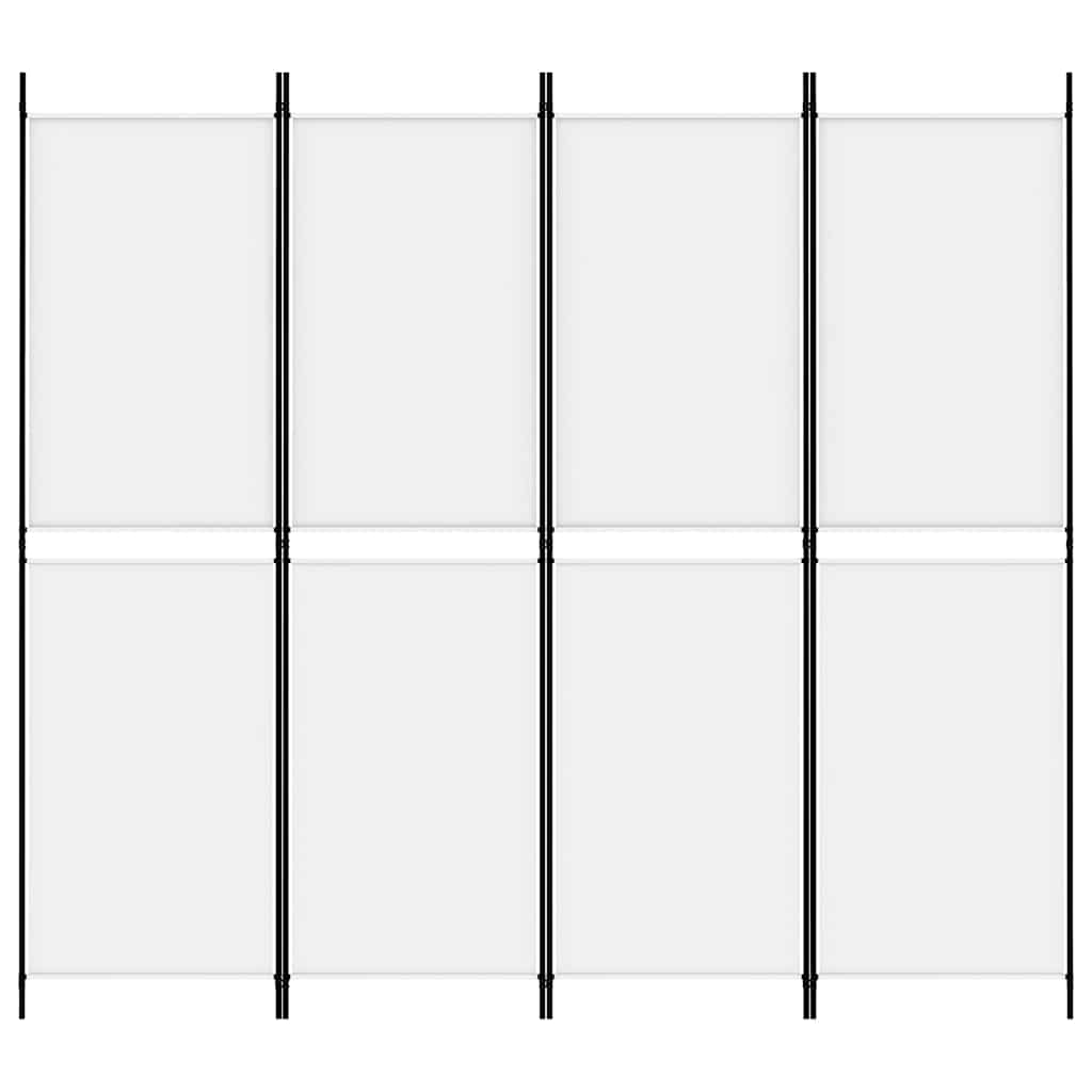 4-tlg. Paravent Weiß 200x180 cm Stoff