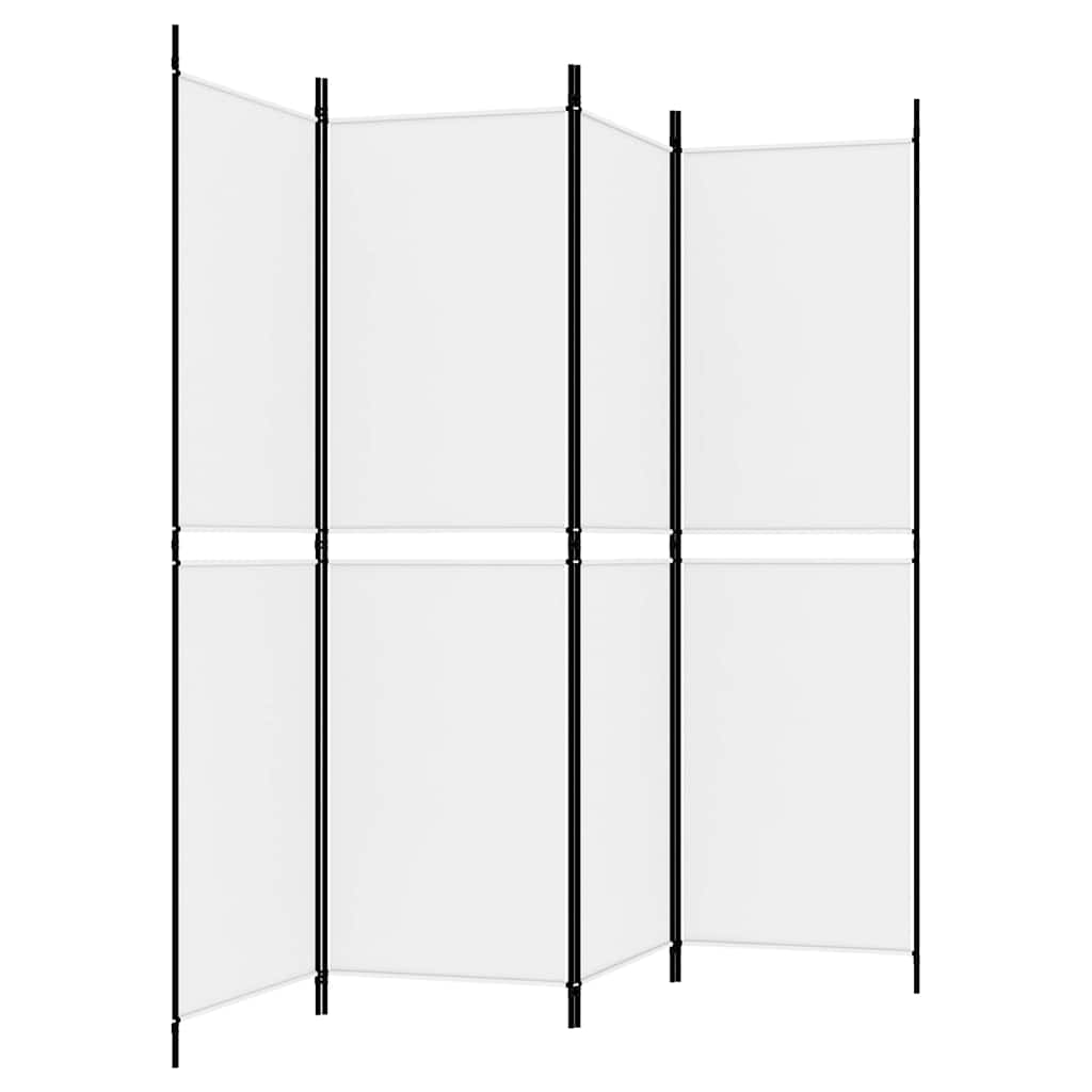 4-tlg. Paravent Weiß 200x180 cm Stoff