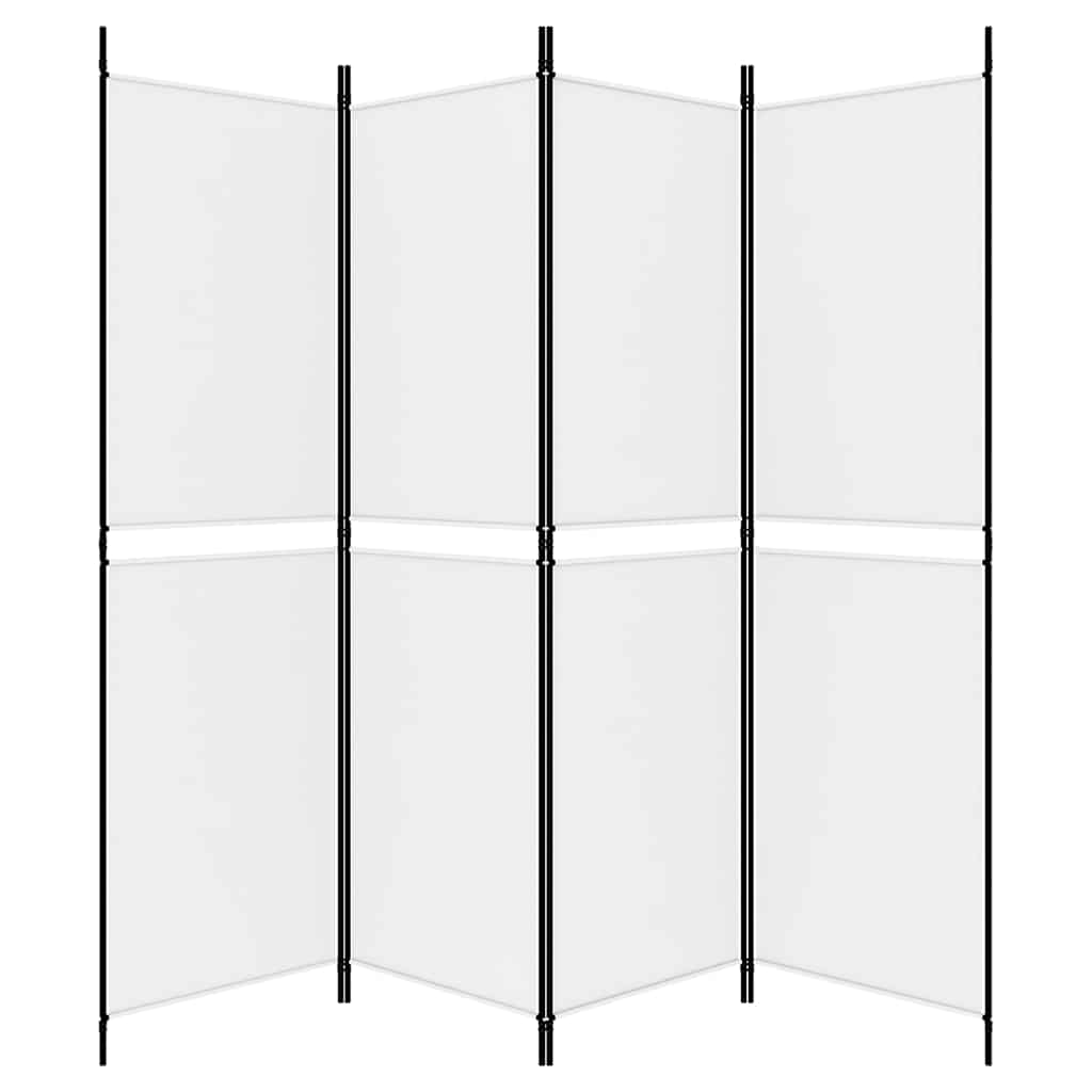 4-tlg. Paravent Weiß 200x180 cm Stoff