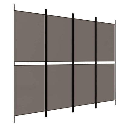 4-tlg. Paravent Anthrazit 200x180 cm Stoff