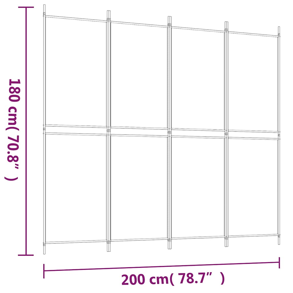 4-tlg. Paravent Anthrazit 200x180 cm Stoff