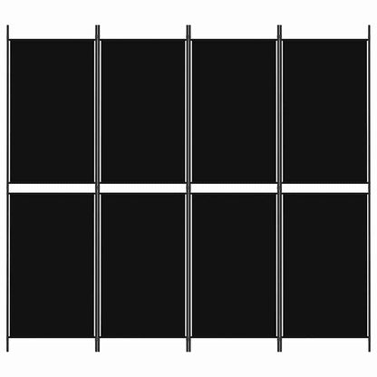 4-tlg. Paravent Schwarz 200x180 cm Stoff