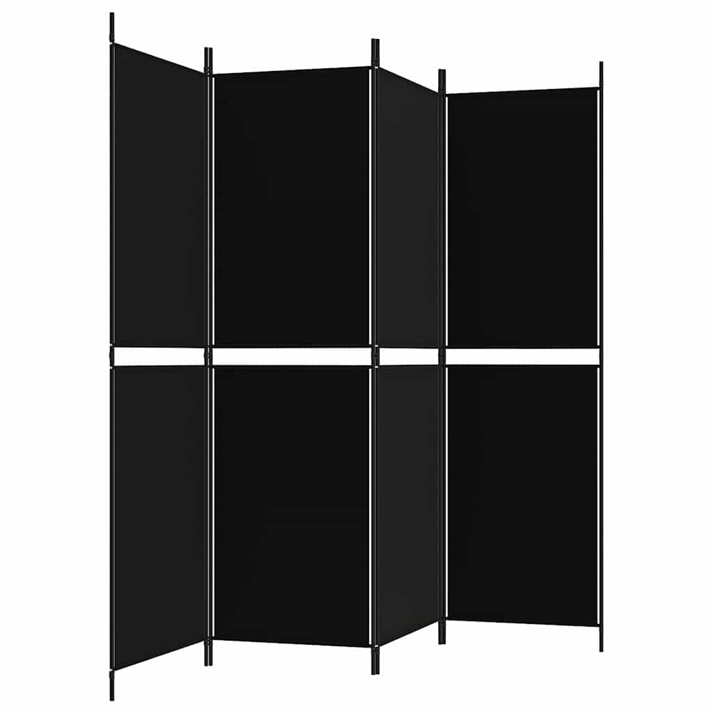 4-tlg. Paravent Schwarz 200x180 cm Stoff