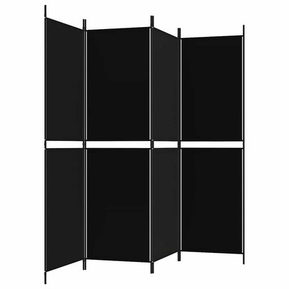 4-tlg. Paravent Schwarz 200x180 cm Stoff