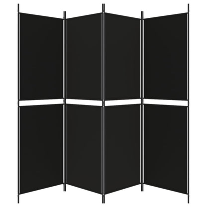 4-tlg. Paravent Schwarz 200x180 cm Stoff
