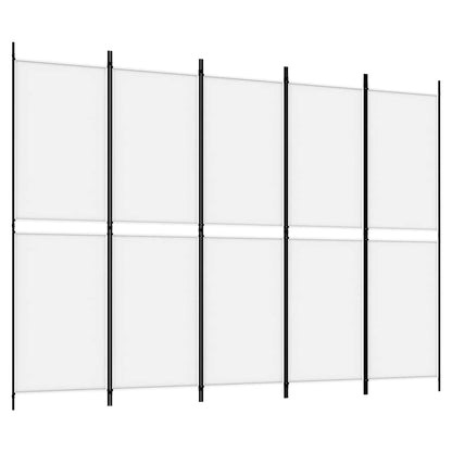 5-tlg. Paravent Weiß 250x180 cm Stoff