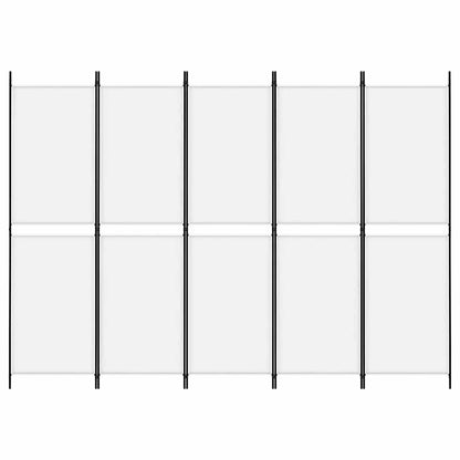 5-tlg. Paravent Weiß 250x180 cm Stoff