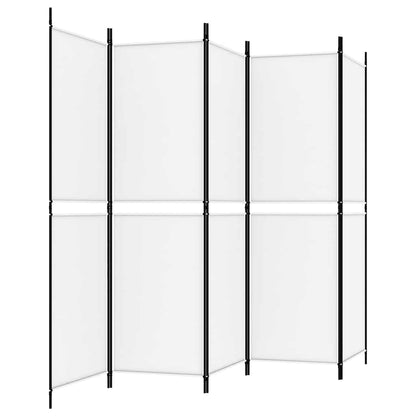 5-tlg. Paravent Weiß 250x180 cm Stoff
