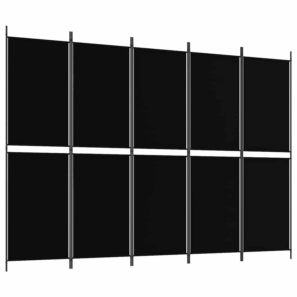 5-tlg. Paravent Schwarz 250x180 cm Stoff