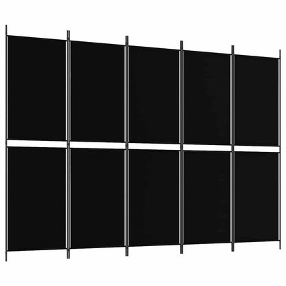 5-tlg. Paravent Schwarz 250x180 cm Stoff