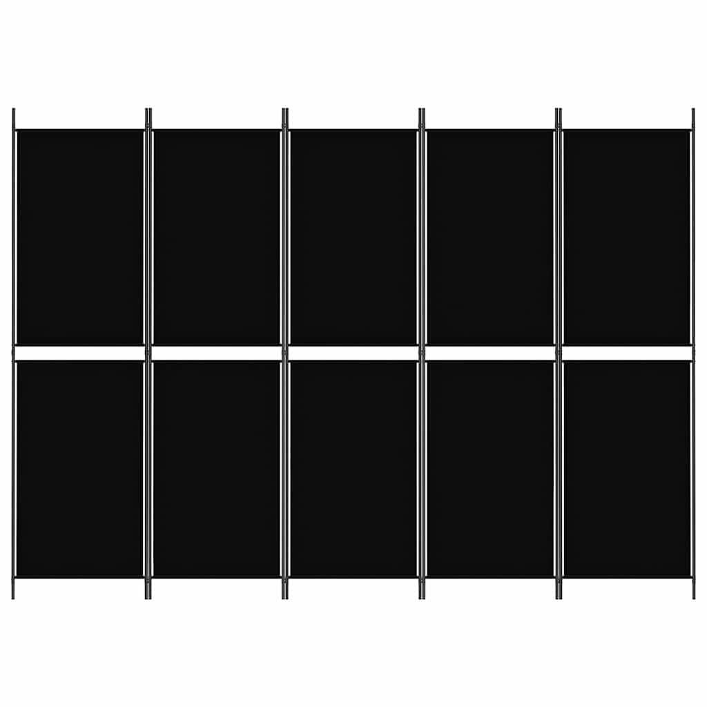 5-tlg. Paravent Schwarz 250x180 cm Stoff
