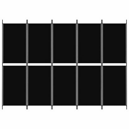 5-tlg. Paravent Schwarz 250x180 cm Stoff