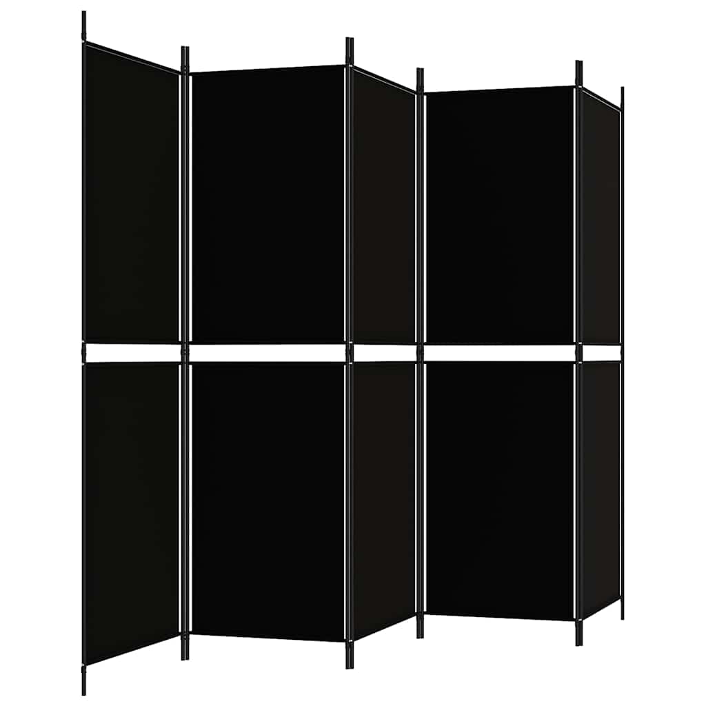 5-tlg. Paravent Schwarz 250x180 cm Stoff