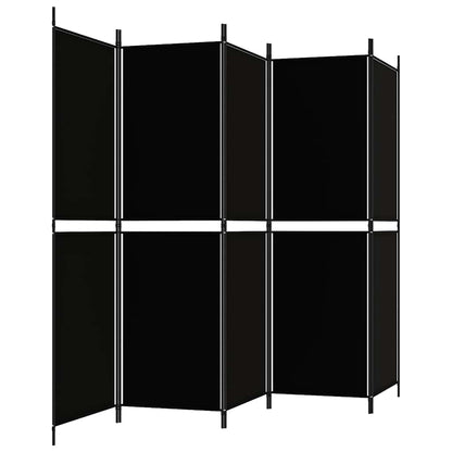 5-tlg. Paravent Schwarz 250x180 cm Stoff