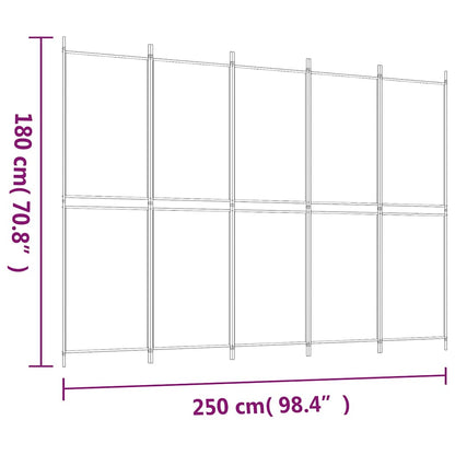 5-tlg. Paravent Schwarz 250x180 cm Stoff