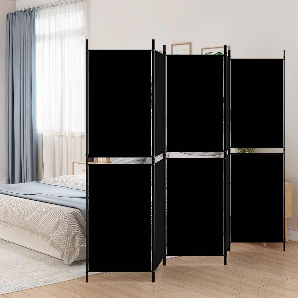 5-tlg. Paravent Schwarz 250x180 cm Stoff