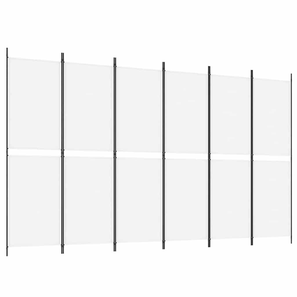 6-tlg. Paravent Weiß 300x180 cm Stoff