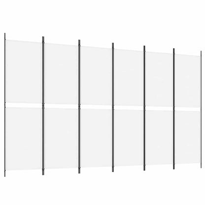 6-tlg. Paravent Weiß 300x180 cm Stoff