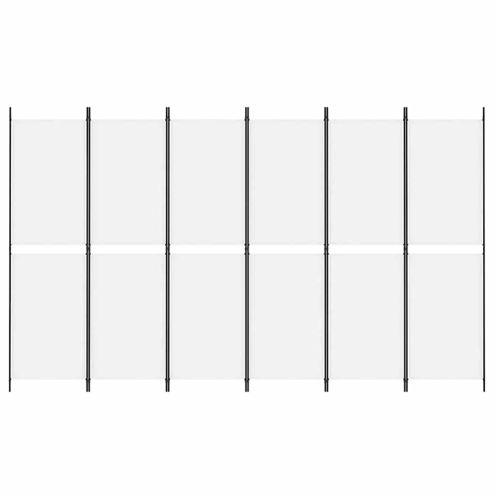 6-tlg. Paravent Weiß 300x180 cm Stoff
