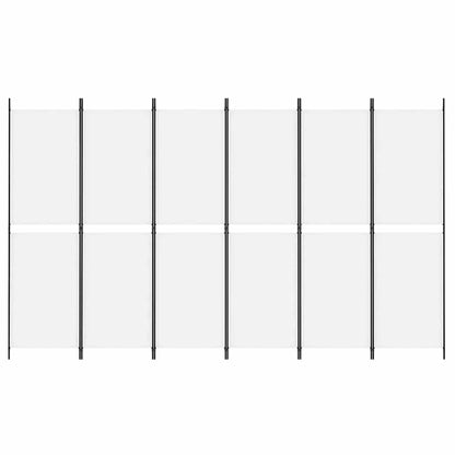 6-tlg. Paravent Weiß 300x180 cm Stoff