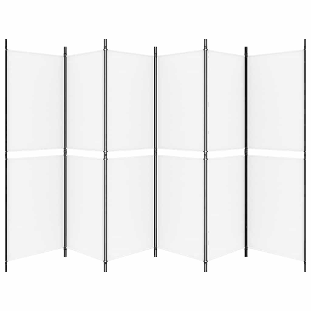 6-tlg. Paravent Weiß 300x180 cm Stoff