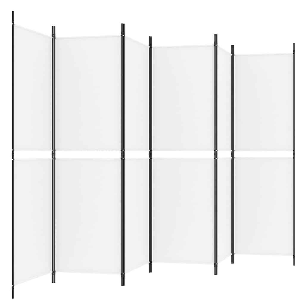 6-tlg. Paravent Weiß 300x180 cm Stoff